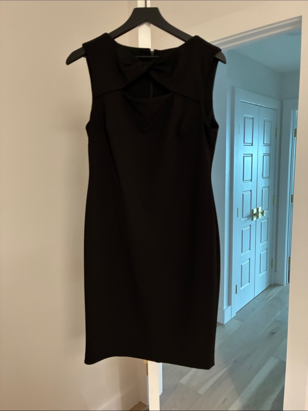 Calvin Klein Black Sleeveless Midi Dress with Neck Bow